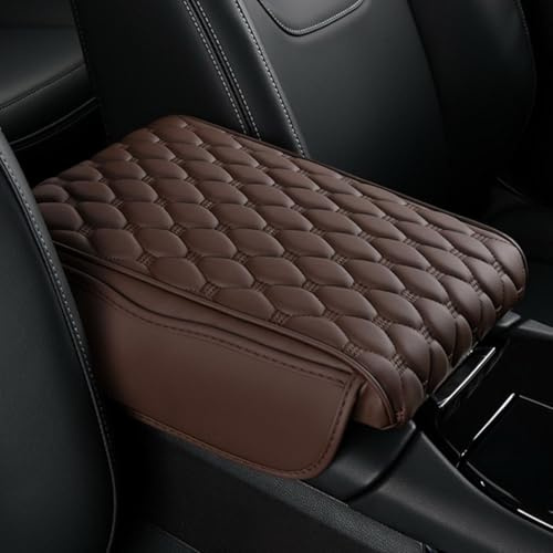 jinhuo Protège-Accoudoir Auto en Simili Cuir Compatible avec la Porsche Cayenne 2023–2025 - Coussin Mémoire Anti-Tache - Organisation avec Poches - Installation Rapide,Coffee-B