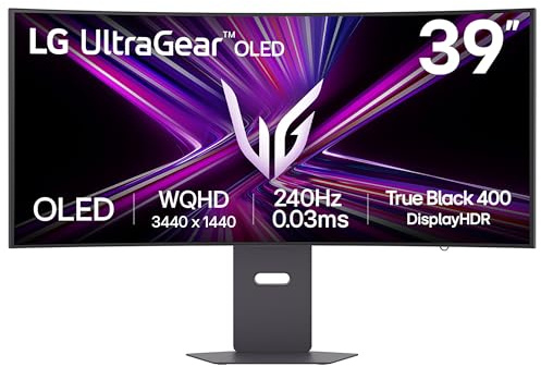 LG UltraGear OLED GX9 Gaming Monitor 39GX900A-B - WOLED Ultrawide QHD 1440p Curved 39 Inch, 240Hz, 0.03ms, DisplayHDR 400, Speakers, DP1.4(DSC), HDMI 2.1, USB- C