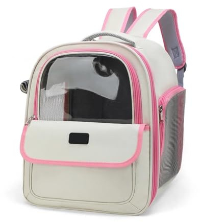 QXWYBYQGW Haustier-Tragerucksack, Ausgehen Großer Katzenrucksack Transparente Raumkapsel Atmungsaktive Tragbare Tasche Rucksack Katzen-Hundebedarf(Pink)
