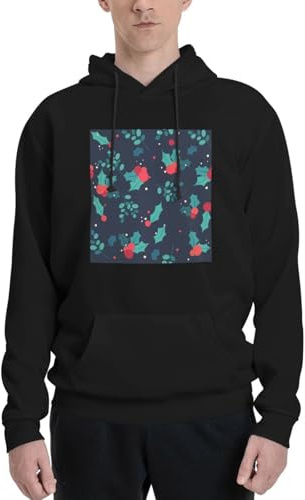 Pdnadfbek Photinia Arbutifolia Men'S Long Sleeve Fleece Hoodie Sweater With Pocket Print Casual Outdoor Sport Black
