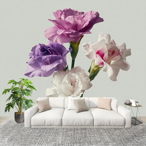 Générique Grande taille Papier Peint de Photo 400x280 cm Romance Fleurs éLéMents Peler Et Coller Papier Peint Panoramique intissé Murale Gris Pour Salon Chambre Enfant Chambre Décoration