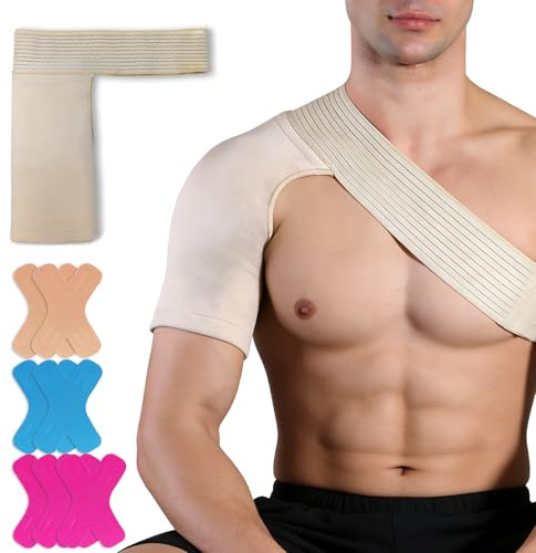 llikknve Shoulder Support Brace,Shoulder Compression Sleeve,for Rotator Cuff,Breathable,Lightweight,Joint Stabilization,with X-Shaped Athletic Tapes