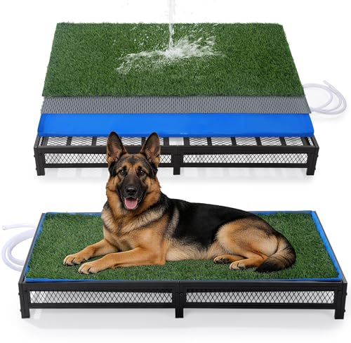 HOMBYS Porch Grass Potty for Dogs with Drain, Artificial Grass Pet Litter Box Tray for Medium & Larhe Dog, Puppy Toilet for Patio, Indoor & Outdoor Use(47 L x 23 W x 6 H)