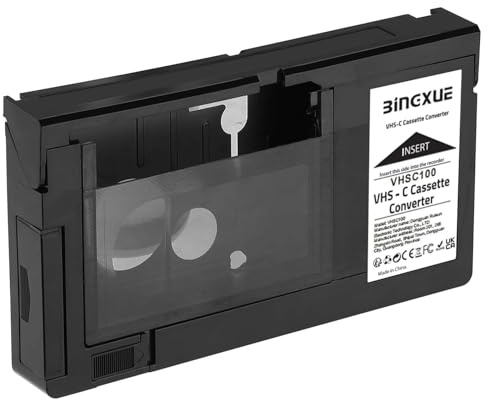 Bingxue 2026 VHSC Kassettenadapter für Camcorder SVHS VHS-C auf VHS VCR Player, kompatible 12-mm-Bänder, motorisierter VHSC-Kassettenwandler (nicht kompatibel mit 8 mm/MiniDV/Hi8)