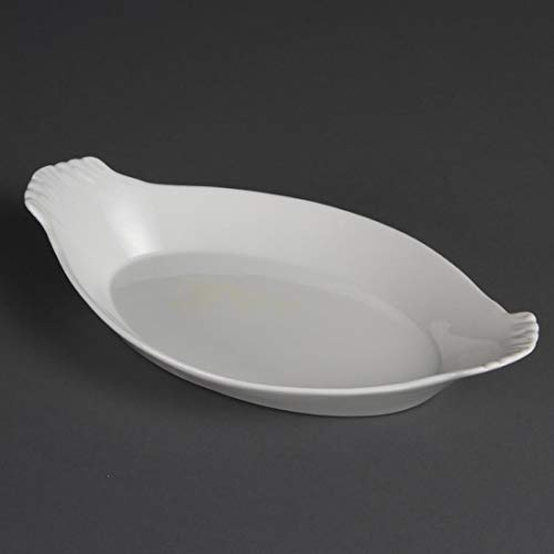 Olympia Whiteware Lot de 6 plats ovales en porcelaine 320 x 177 mm