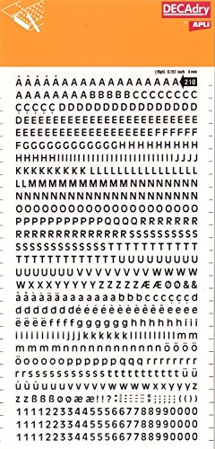 APLI Buchstaben und Zahlen übertragbar, schwarz, Super Buchstaben und Zahlen 4 mm Schwarz