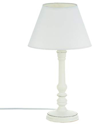 Atmosphera - Lampe Leo blanche - bois H36 cm