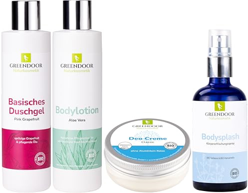GREENDOOR Urlaubs-Reiseset / Beauty-Set Classic, natürliche Bodylotion Aloe Vera & basisches Duschgel & Deo-Kombipack, SPARPREIS, Naturkosmetik für die Reise