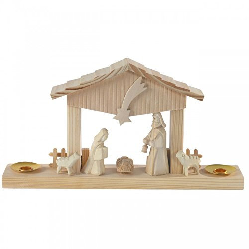 Weihnachtlicher Kerzenhalter aus Holz mit Krippe
