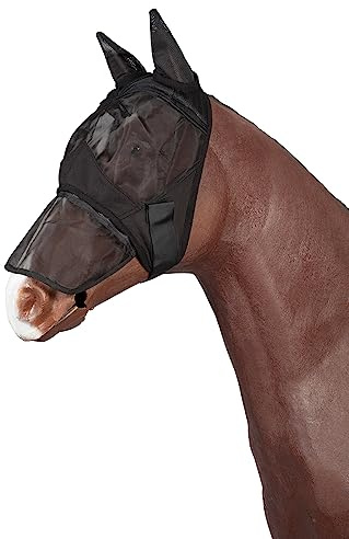 PFIFF 102345 Fliegenmaske mit abnehmbarem Nüsternschutz, schwarz L