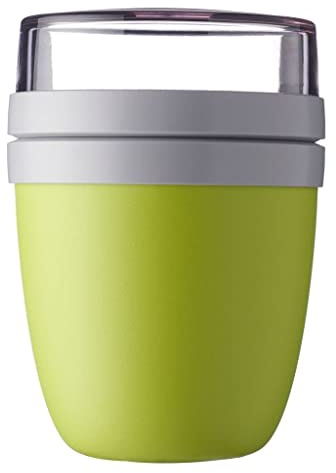 Mepal Müslibecher to go, praktischer Joghurtbecher to go - Unterteilung für Joghurt & Müsli - Geeignet für Gefrierschrank, Mikrowelle & Spülmaschine - 500 ml + 200 ml - Lemon Lime