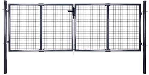 vidaXL Gitter-Gartentor Verzinkter Stahl 306 x 100 cm Grau