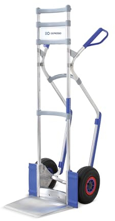 Vollmontierte EXPRESSO Alu Profi- Sackkarre für Säcke, Rollen & Kartons AE201521 / 250kg / Luftreifen, schwarz/Schaufel L 30 x B 30,5 cm