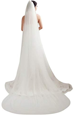 IBLUELOVER Brautschleier 3m Lang Doppel Schicht Hochzeit Schleier Weicher Tüll Brautkleidzubehör Handgefertigte Brautschleier Festlicher Schleier Damen Schleier Weiß Länge Hochzeitszubehör mit Kamm