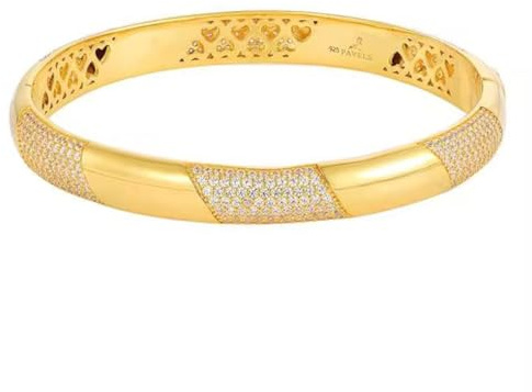 PAVELS Damen Armreif GOLDEN GLAM glänzendes Armband Armreifen mit Zirkonia Armreif gold modern gold Armspange 18K vergoldet breit Gold Schmuck Goldschmuck Damen Geschenkidee für Sie