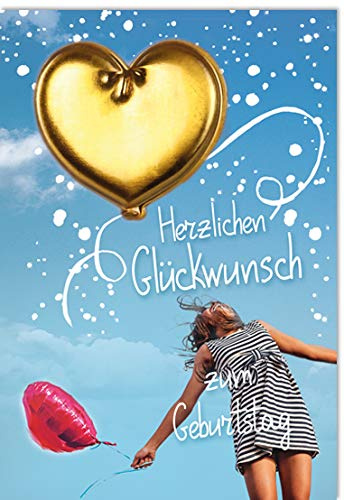 KE - Exklusive 3D-Ballon Sticker Geburtstagskarte, coole und einzigartige Design, 17,0 x 11,5 cm, inklusive Umschlag - Motiv: Herz