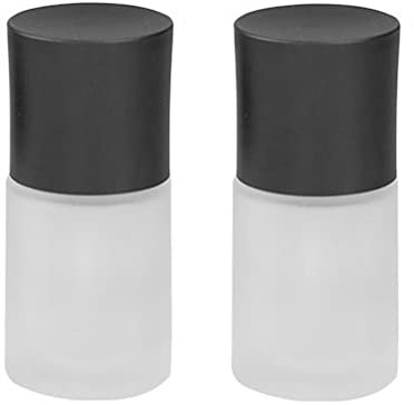 2PCS 30ML/1oz Refillable Empty Glass Pump Bottle with Black Lid Matte Vials Portable Foundation BottleCosmetic Containers for Lotion Foundation