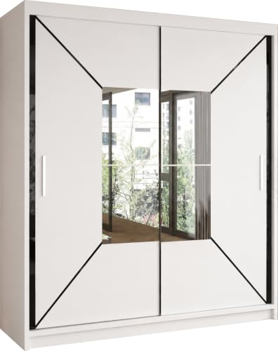 SLIDING WARDROBE 4U Cologne Free Standing Sliding mirror Door Wardrobe (203cm, White)