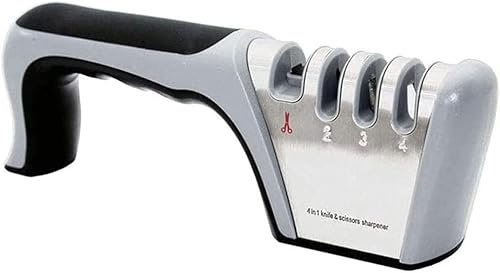 Affilalame, Affilacoltelli manuali, Affilacoltelli manuale Affilacoltelli da cucina professionale 4 in 1 Kit manuale in acciaio diamantato Pietra ceramica, Piatti, Asta diamantata, Base in gomma antis