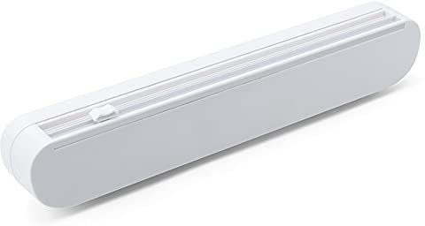 FIYSON Cling Film Dispenser and Cutter, Plastic Film Cutter, Foil and Plastic Wrap Dispenser with Slide Cutter and 1*Plastic Wrap Cling Film Refill Easy to Wrap and Cut for Home, Kitchen (Cutter)