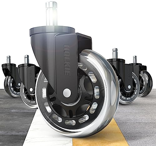 HOLKIE Ruote Sedia Ufficio Set di 5 Rotelle per Mobili 11x22mm Trasparente Ruote Sedia Ufficio Parquet e Pavimenti Duri Ultra Silenziose