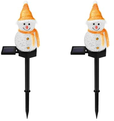 Housoutil 2 Piezas Muñeco De Nieve Luz De Césped Decoraciones Aire Lámparas De Patio Aire Luz Para Patio Exterior Muñeco De Nieve Escultura Figura De Navidad Luces