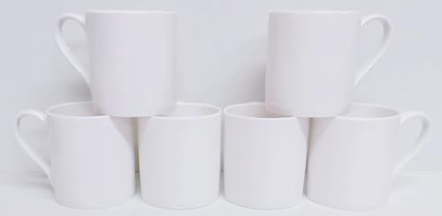 Juego de 6 tazas blancas lisas de porcelana fina de 400 ml