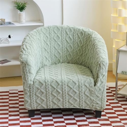 Highdi Jacquard Plüsch Sesselschoner Sesselbezug Weiches Stretch Sesselüberwurf 1 Sitz Sesselhusse, Tub Chair Covers Cocktailsessel Clubsessel Loungesessel (Matcha-Grün)