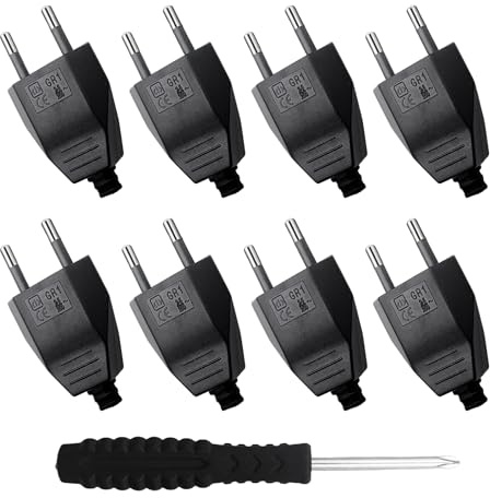8 Stücke Eurostecker Flach Euro Flachstecker 250V 2.5A Stromstecker Flach Steckdosenstecker mit Schraubendreher für Haushaltsgeräten Kleingeräten Steckdosen