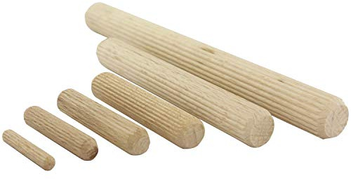 Jowe Holzdübel 8mm - Länge 60mm, Riffeldübel für eine starke Holzverbindung, Dübel aus Buche, gerillt - 1000 Stück