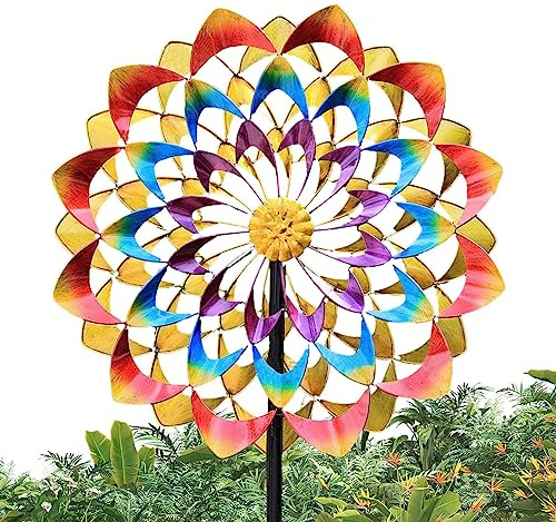 Teksome Molinillo de viento de rotación, escultura de viento de metal, giradores de viento para jardinería, decoración de jardín, cinético molinillo de viento para césped, jardín, exterior