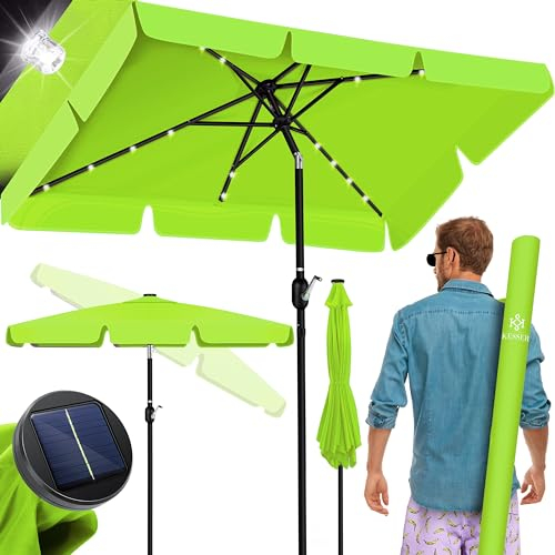 KESSER® Ombrellone da balcone LED solare con manovella, inclusa custodia, ombrellone da giardino, ombrellone da 205 x 125 cm, per balcone, giardino e terrazza, Quadrato