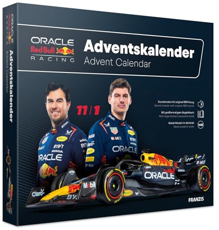 FRANZIS 67235 - Oracle Red Bull Racing Adventskalender - Modellbausatz im Maßstab 1:43, inkl. Soundmodul und 52-seitigem Begleitbuch