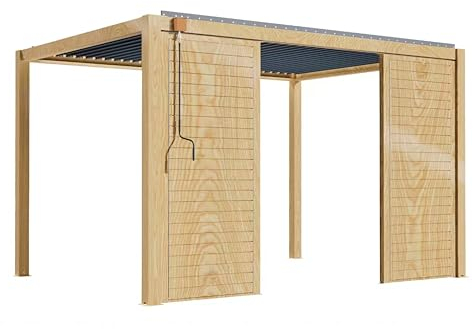 Oviala Pergola bioclimática autotransportada 3x4m de madera con 2 claustras