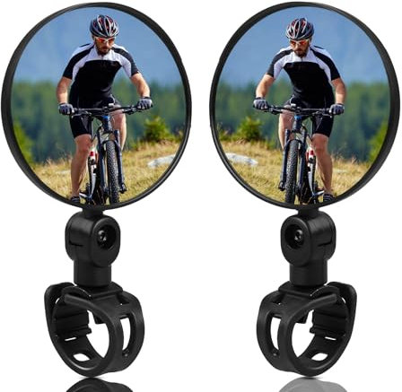 MYHOGOOD 2 Pcs Bike Mirror, Bicycle Rear View Mirror for 15-35 mm Handlebars, 360° Adjustable Bike Mirrors Convex Mirrors, Cycle Mirrors for Mountain Road Bikes, Electric Bikes, Motorcycle, Easy to In