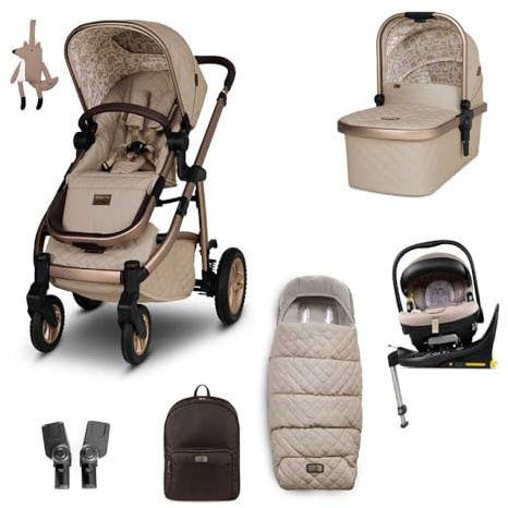 Cosatto 3 in 1 Travel System, Wow 3 - Birth to 25kg, Duo Direction Compact Fold, Carrycot, Seat Unit, ADAC Tested iSize Car Seat, Rotating ISOFIX Base, Adapters, Footmuff & Backpack (Whisper)