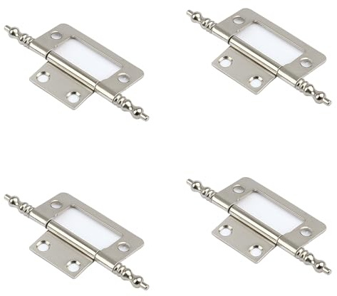 Leliafleury 4Pcs Flush Door Hinges 2 Inch Cabinet Mute Hinges Butt Hinges for Window Cabinets Closet Drawer Boxes, Silver