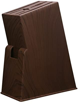 Ciieeo Organizzatore per Cucina Porta Coltelli e Forbici in Plastica Marrone Effetto Legno, Design Semplice Base Piatta Stabile su Desktop, per Stoccaggio in Casa