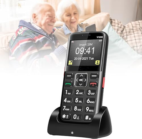 Telefoni Cellulari di Base per Anziani e Bambini, Telefoni Stupidi Sbloccati, Telefoni Cellulari Senza Internet - con Pulsanti Grandi, MP3, MP4, Fotocamera, Torcia Elettrica, SOS,Black