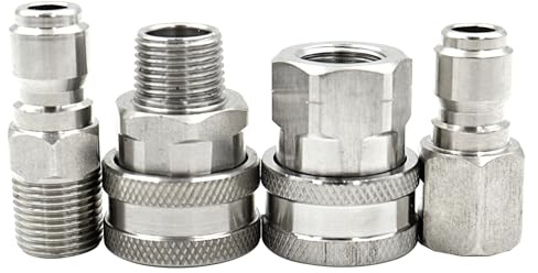 POFET Kit de Accesorios para hidrolavadora de 3/8 Pulgadas, Acoplamiento rápido de Acero Inoxidable para hidrolavadora de Alta presión, Manguera de Aire, compresor de Aire
