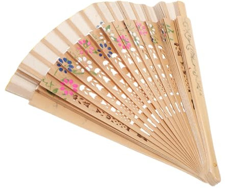 PRETYZOOM Faltbarer Fächer Aus Holz Dekorativer Handfächer Mit Blumenmotiv Beiden Seiten Faltbar Und Tragbar Für Damen Für Hochzeitsfeiern Und Geburtstagsdekorationen