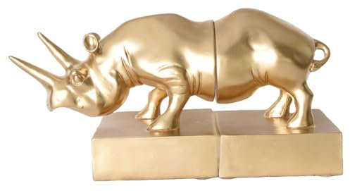 Nashorn Figur Gold Tierfigur Buchstützen Skulptur Nashornfigur cw991 Palazzo Exklusiv