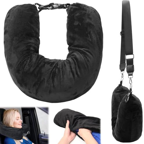 Stuffable Neck Pillow for Travel,Neck Pillow Stuffable with Clothes,Multifunctional Travel Neck Pillow Storage Bag,U Shaped Travel Neck Pillow,for Head Support,Adjustable,Soft,for Extra Luggage