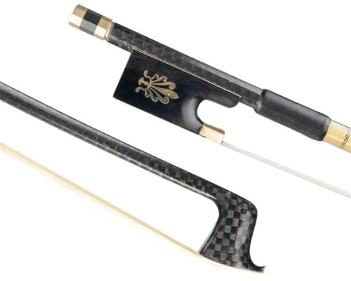 Geigenbogen volle Größe Geigenbogen Aus Kohlefaser 4/4-Gitter Geigenbogen Aus Kohlefaser Violine/Geigenbogen Weißer Rosshaar-Ebenholzbogen Frosch