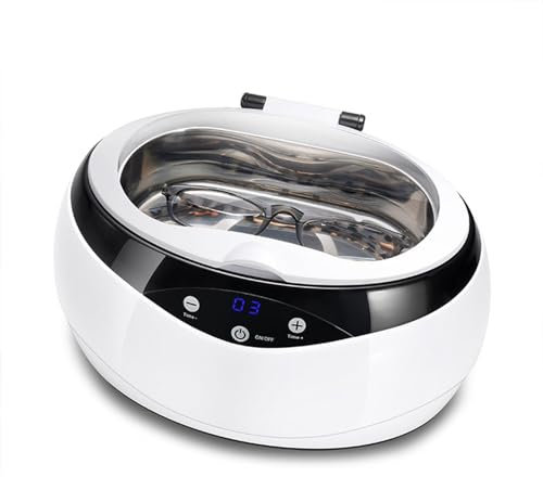 KLYDBMYT Nettoyeur à ultrasons 650 ML, minuterie, dégazage, Bijoux, Brosse, Lunettes, Coupe-Pierre à Ongles, Rasoir Dentaire, pièces, Nettoyage à ultrasons