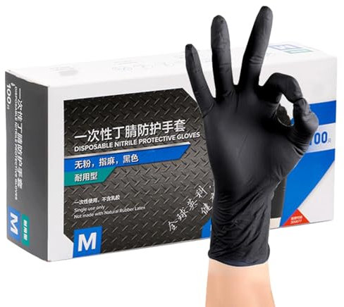 Nitrile Disposabble Gloves - Latex Frree Disposabble Gloves, Nitrile Throwaway Gloves | Pearl Nitrile Examination Gloves, 100X Black Food Safe Nitrile Gloves Gloves Throwaway for Cooking Household