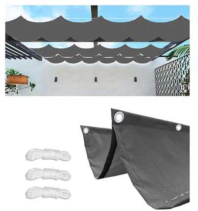 Vela Ombreggiante a Onda Retrattile 1x3M Tenda da Sole per Esterno Vele Ombreggianti Impermeabile Telo Parasole con Fune Occhiellato Protezione UV Tenda Vela per Giardino Terrazza Grigio scuro