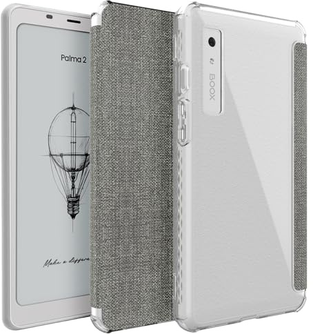 TUDIA SKN FLIP V2 - Funda diseñada para Onyx Boox Palma 2, tecnología mejorada de encendido y apagado automático, parte trasera de TPU transparente delgada a prueba de golpes con cubierta de cuero