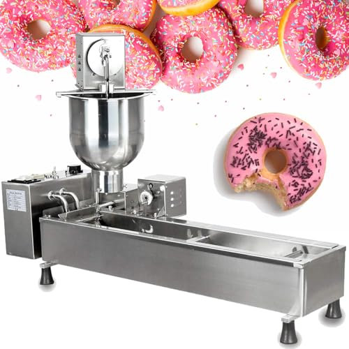 KJZQXYX Single Row Auto Doughnut Maker, Intelligent Control Commercial Automatic Donut Making Machine, Doughnut Fryer,7L Hopper Donut Maker