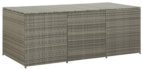 IKAYAA Gartenbox Wasserdicht XXL Rattan Auflagenbox Gasdruckfedern Gartenbox mit Deckel Aufbewahrungskiste mit Zwei Radern Leicht Bewegen Kissenbox für Garten Balkon-Grau-180 x 90 x 70 cm
